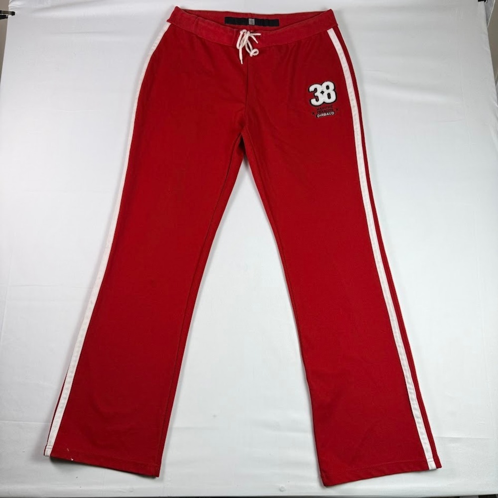 Marithe Francois Girbaud Red Track Pants Mens XL White Side Stripe Y2K Vintage